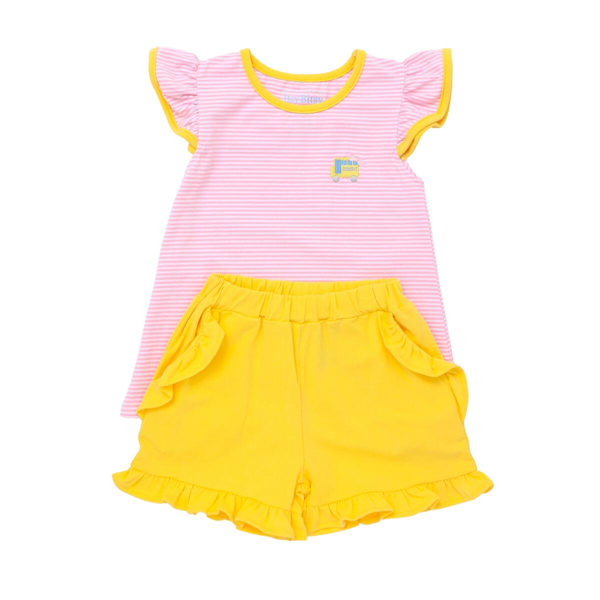 School Bus Ruffled Short Set