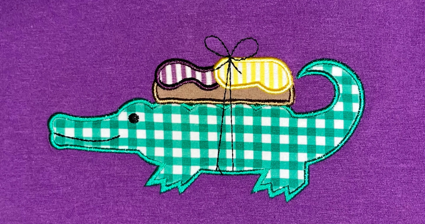 Appliqued Alligator Mardi Gras Shirt