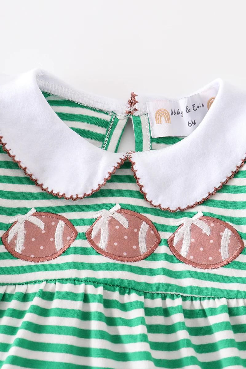 Green & White Football Trio Romper