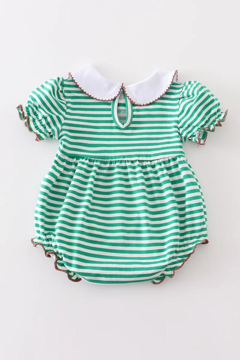 Green & White Football Trio Romper