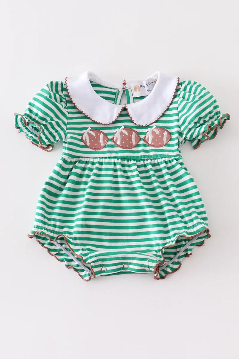 Green & White Football Trio Romper