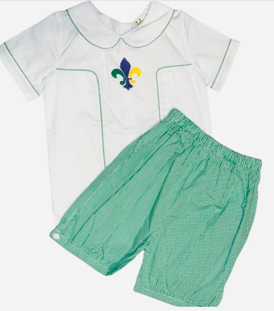 Fleur de Lis Mardi Gras Short Set