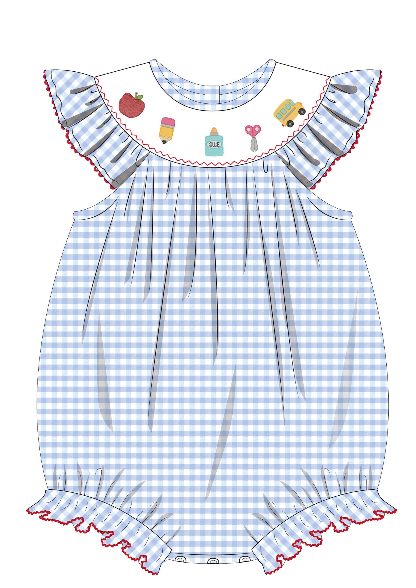 School Days Smocked Girl Bubble