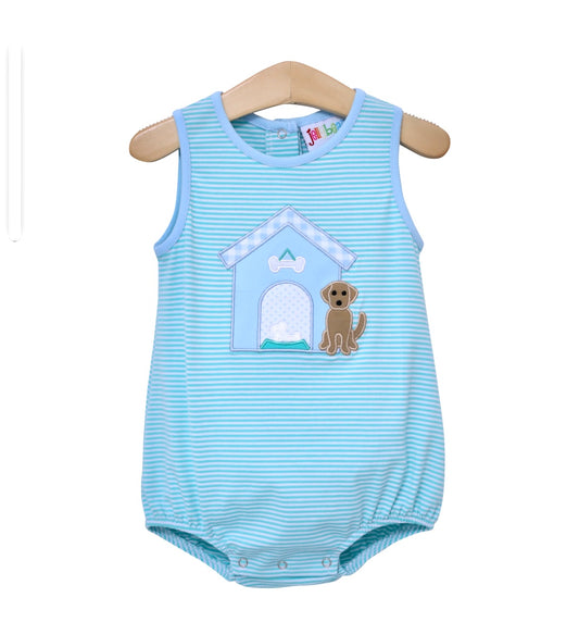 Dog House Applique Boy Bubble (3M)