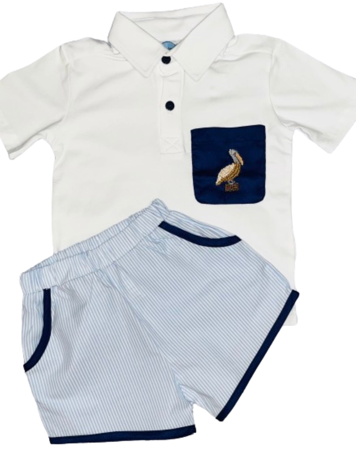 French Knot Pelican Boy Short Set