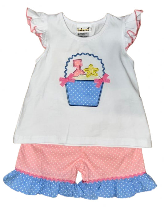 Appliqued Sand Bucket Short Set