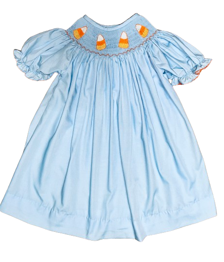 Smocked Candy Corn Bishop Dress