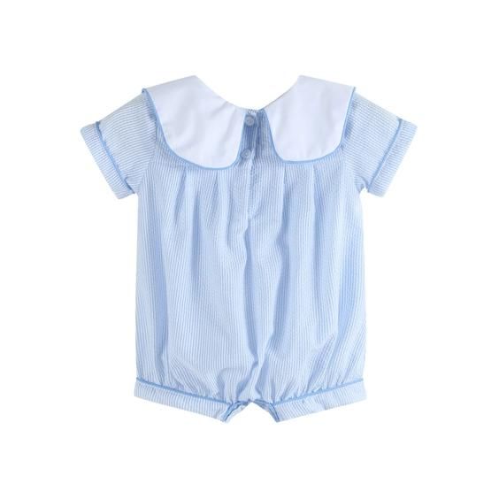 Blue Seersucker Bunny Romper (Sale)