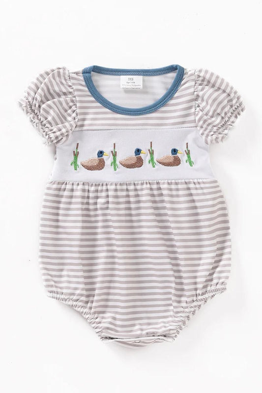 Duck Embroidered/Faux Smock Girl Bubble