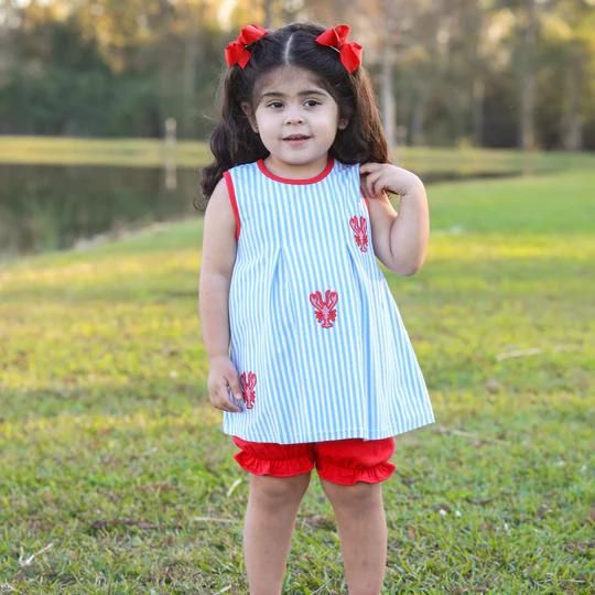 Crawfish Pleated Top & Bloomer Set