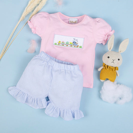 Smocked Easter Train Shorts Set  (Clearance)