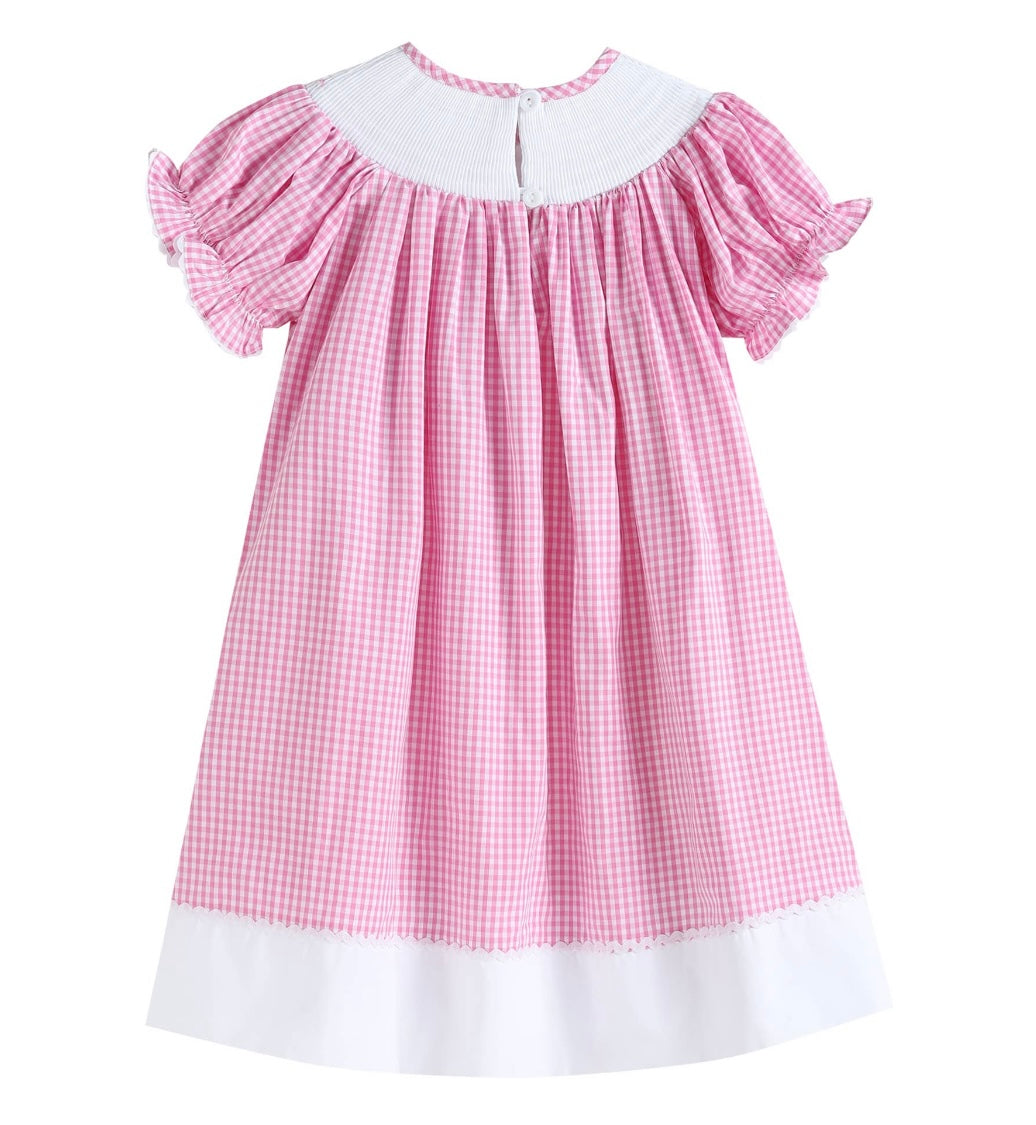 Pink Gingham Easter Bunnies Smocked Bishop Dress (Sale)