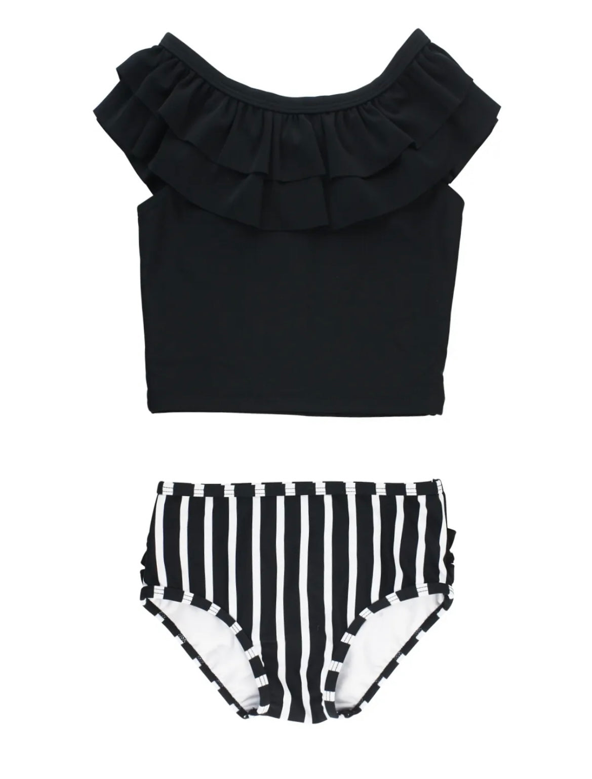 Black & White Ruffled Tankini