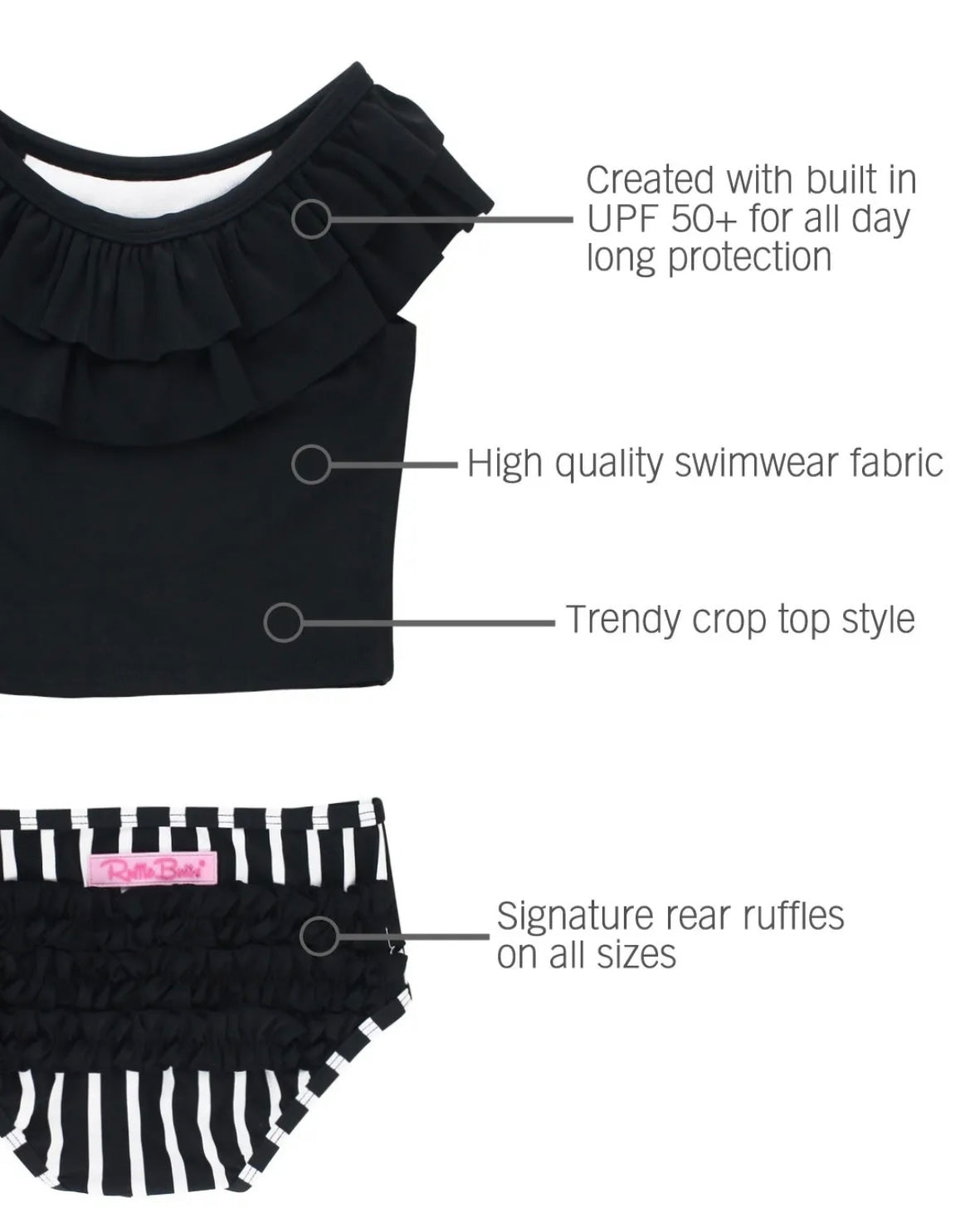 Black & White Ruffled Tankini