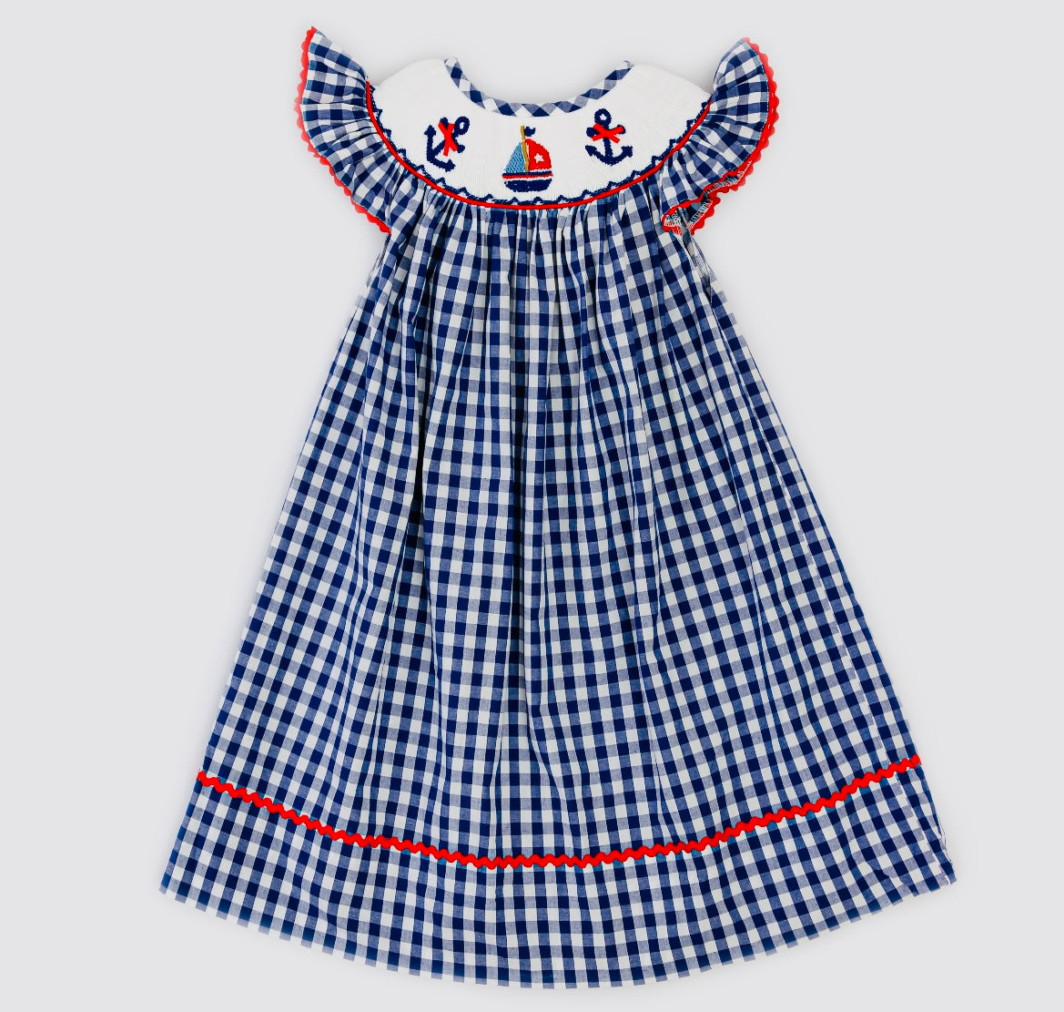 Smocked Sailboat & Anchors Bishop Dress