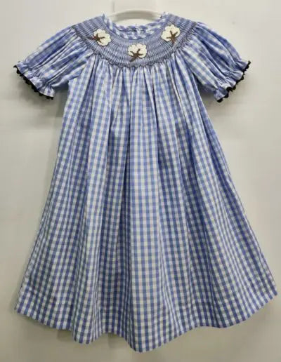 Smocked Bishop Dress with Cotton Bolls (Last One - Size 4T)