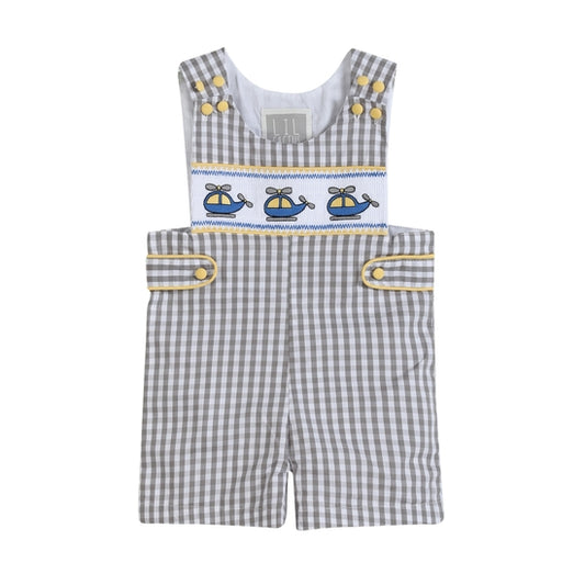 Gray Gingham Helicopter Smocked Jon Jon